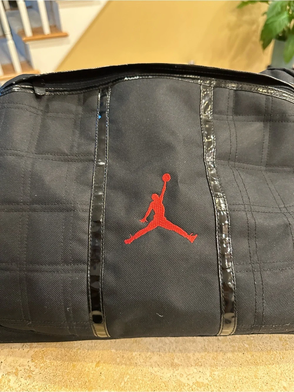 JORDAN - Black Duffle Bag with Red Jumpman Gym Travel Bag